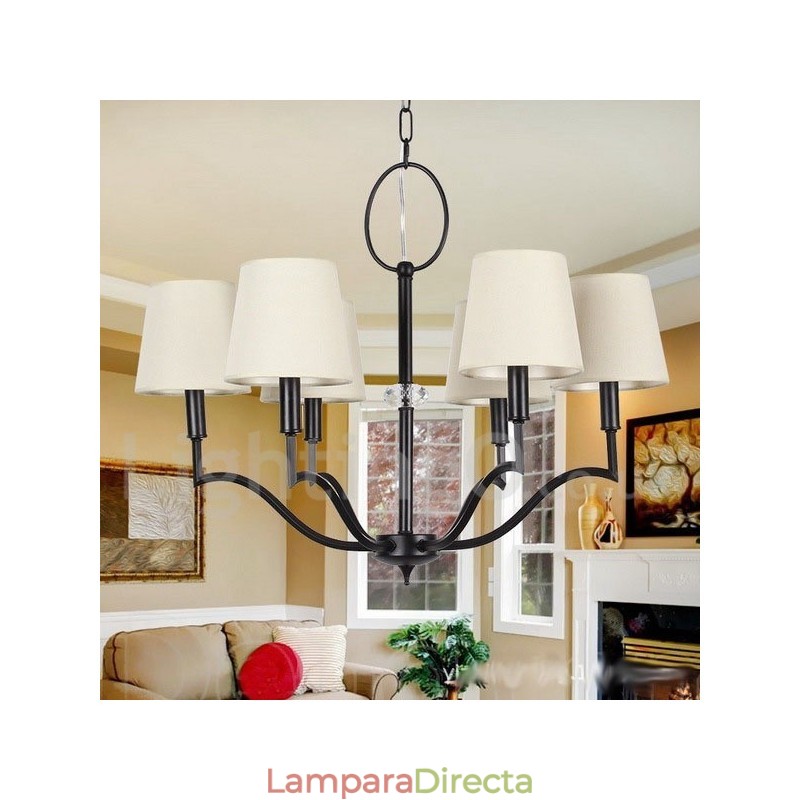 Lámpara de araña moderna contemporánea de 6 luces estilo vela
