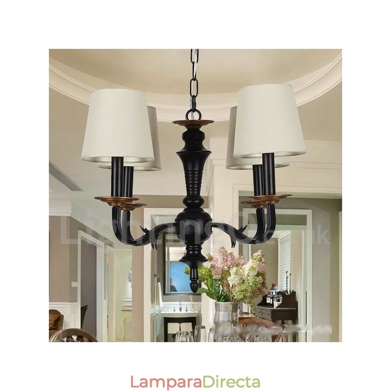 Lámpara de araña estilo vela retro de 4 luces