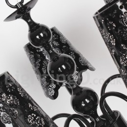 Lámpara de araña moderna contemporánea de 5 luces, estilo vela hueca negra