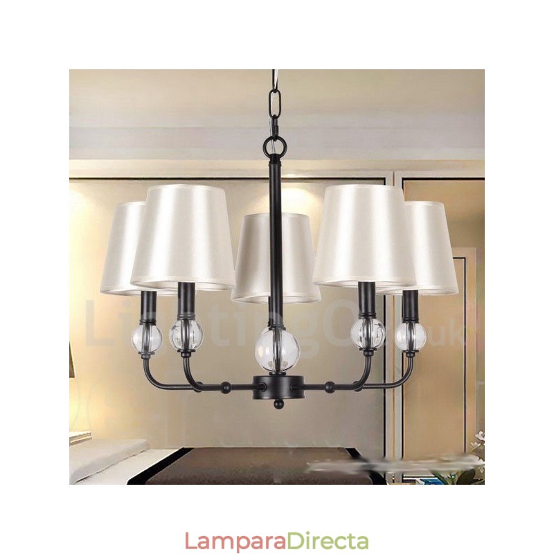 Lámpara de araña de 5 luces, estilo rústico, retro, negro, contemporánea, estilo vela