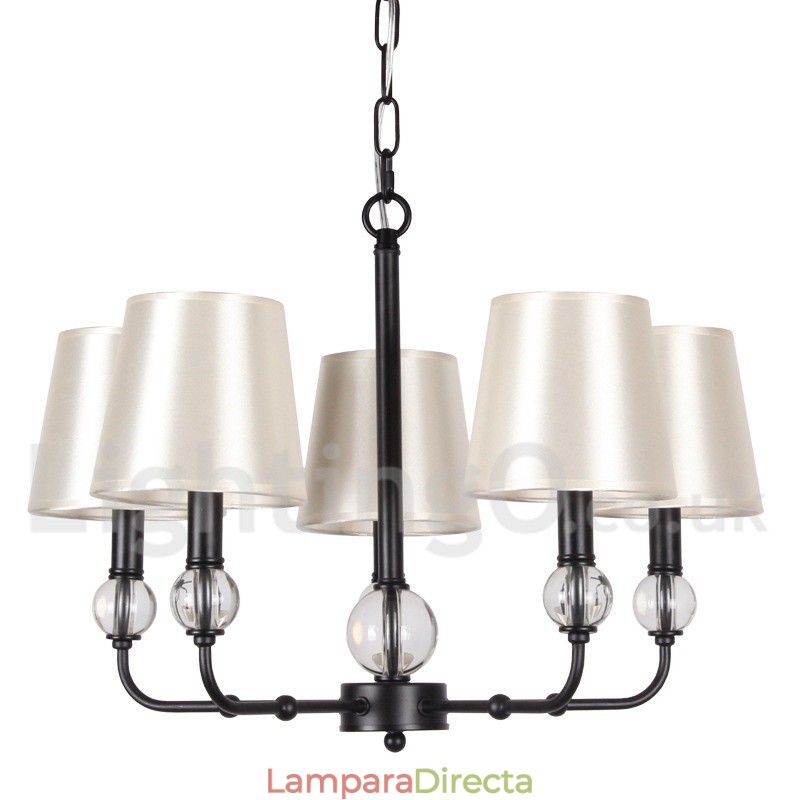 Lámpara de araña de 5 luces, estilo rústico, retro, negro, contemporánea, estilo vela