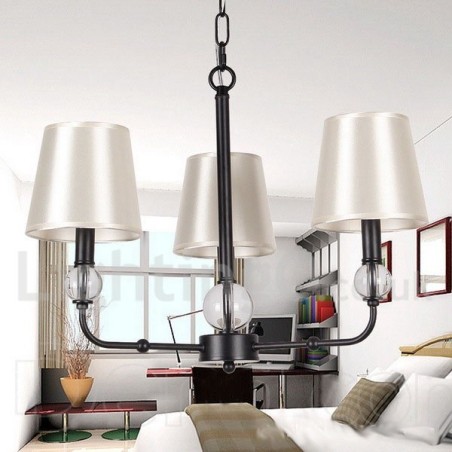 Lámpara de araña contemporánea de 3 luces estilo vela, estilo retro negro Lámpara de araña contemporánea de 3 luces estilo vela, estilo retro negro