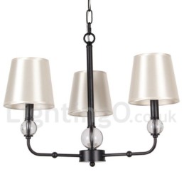 Lámpara de araña contemporánea de 3 luces estilo vela, estilo retro negro