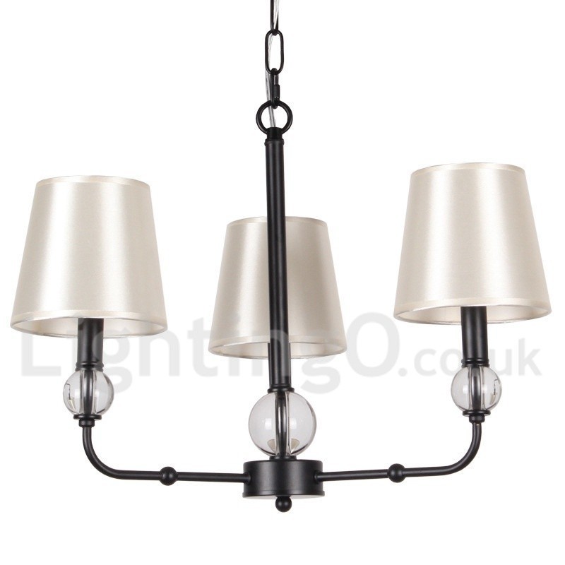 Lámpara de araña contemporánea de 3 luces estilo vela, estilo retro negro