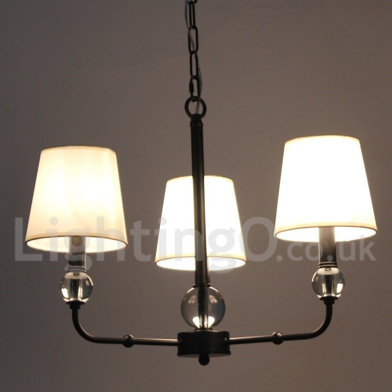 Lámpara de araña contemporánea de 3 luces estilo vela, estilo retro negro