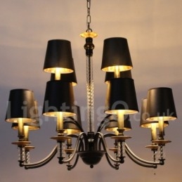Lámpara de araña estilo vela retro negra de 12 luces