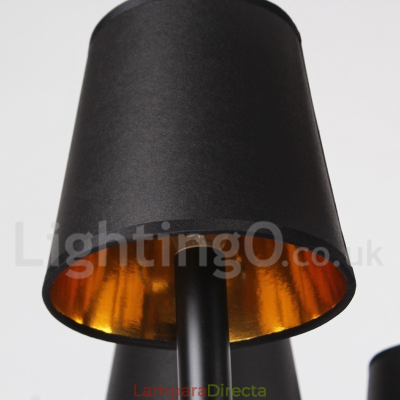 Lámpara de araña estilo vela retro negra de 12 luces