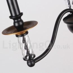 Lámpara de araña estilo vela retro negra de 12 luces