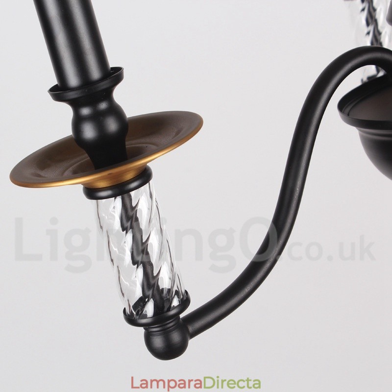 Lámpara de araña estilo vela retro negra de 12 luces