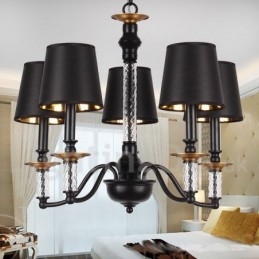 Lámpara de araña estilo vela retro negra de 5 luces
