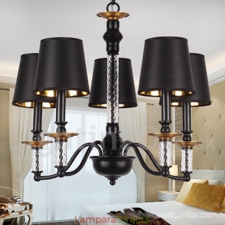 Lámpara de araña estilo vela retro negra de 5 luces Lámpara de araña estilo vela retro negra de 5 luces