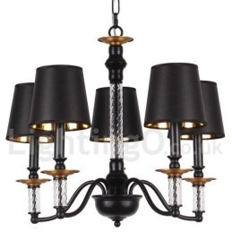 Lámpara de araña estilo vela retro negra de 5 luces