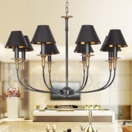 Lámpara de araña contemporánea estilo vela negra retro de 8 luces