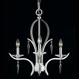 Candelabro de cristal con 3 luces en color morado.