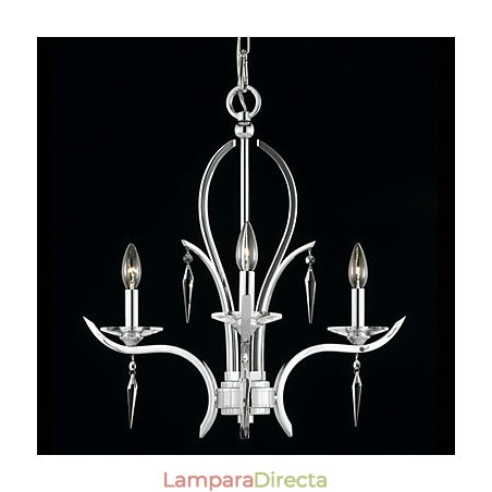 Candelabro de cristal con 3 luces en color morado. Candelabro de cristal con 3 luces en color morado.