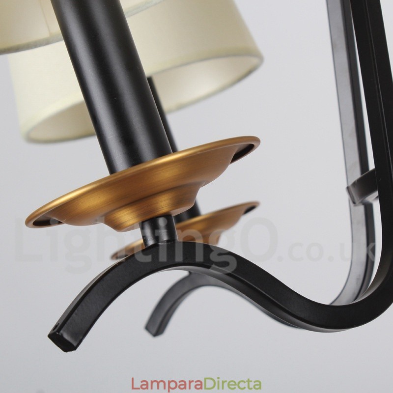 Lámpara de araña contemporánea retro de 5 luces en color negro