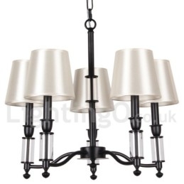 Lámpara de araña grande de 5 luces, estilo retro contemporáneo, estilo vela, de dos niveles y color negro