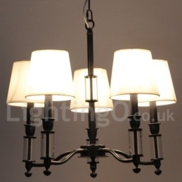 Lámpara de araña grande de 5 luces, estilo retro contemporáneo, estilo vela, de dos niveles y color negro