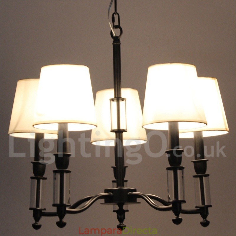 Lámpara de araña grande de 5 luces, estilo retro contemporáneo, estilo vela, de dos niveles y color negro