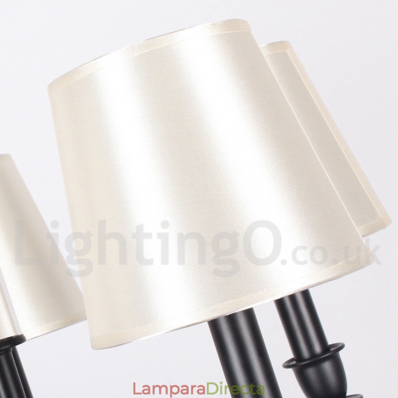 Lámpara de araña grande de 5 luces, estilo retro contemporáneo, estilo vela, de dos niveles y color negro