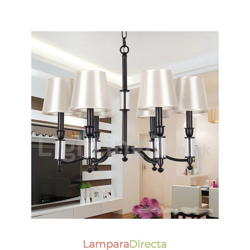 Lámpara de araña contemporánea retro de 6 luces en color negro