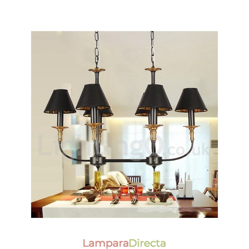 Lámpara de araña estilo vela retro contemporáneo de 6 luces