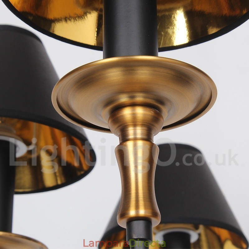 Lámpara de araña estilo vela retro contemporáneo de 6 luces