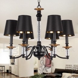 Lámpara de araña estilo vela retro negra de 6 luces