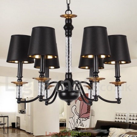 Lámpara de araña estilo vela retro negra de 6 luces Lámpara de araña estilo vela retro negra de 6 luces