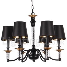 Lámpara de araña estilo vela retro negra de 6 luces