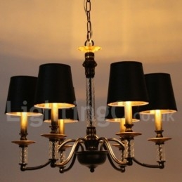 Lámpara de araña estilo vela retro negra de 6 luces
