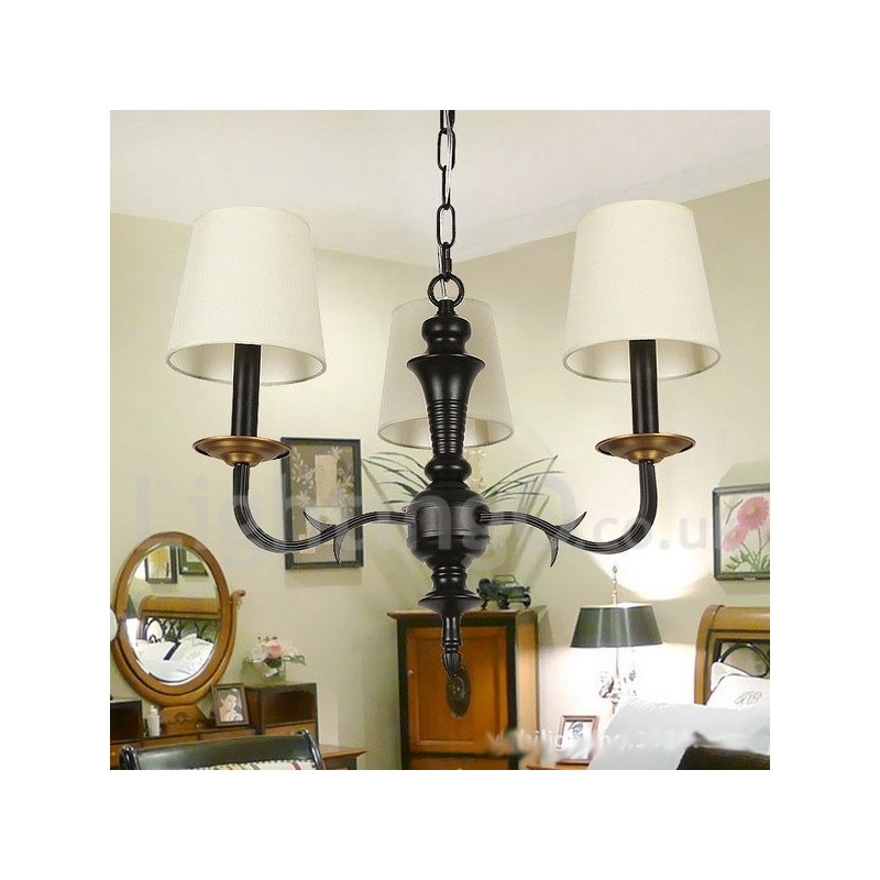 Lámpara de araña de 3 luces estilo retro contemporáneo con forma de vela