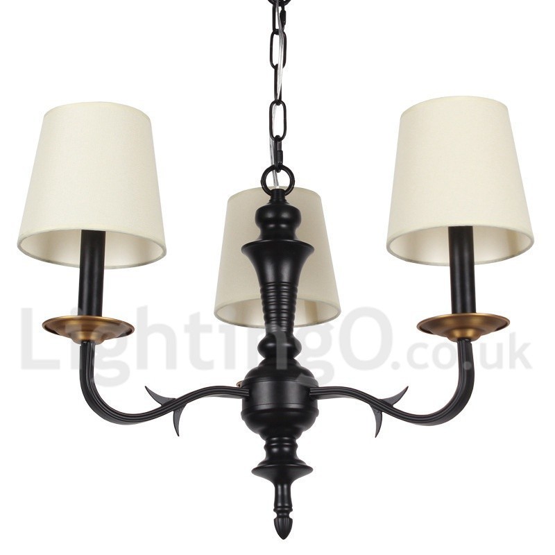 Lámpara de araña de 3 luces estilo retro contemporáneo con forma de vela