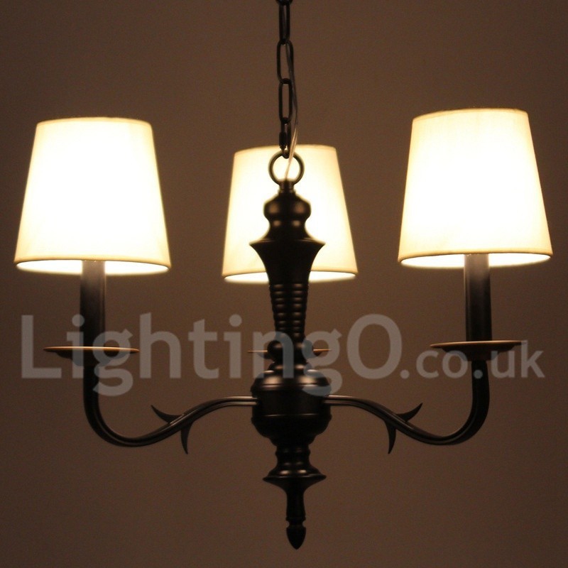 Lámpara de araña de 3 luces estilo retro contemporáneo con forma de vela