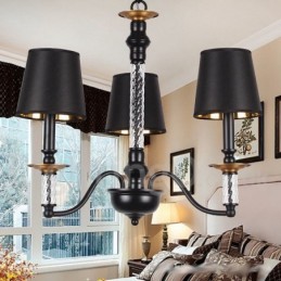 Lámpara de araña estilo vela retro negra de 3 luces