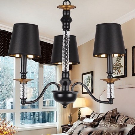 Lámpara de araña estilo vela retro negra de 3 luces Lámpara de araña estilo vela retro negra de 3 luces