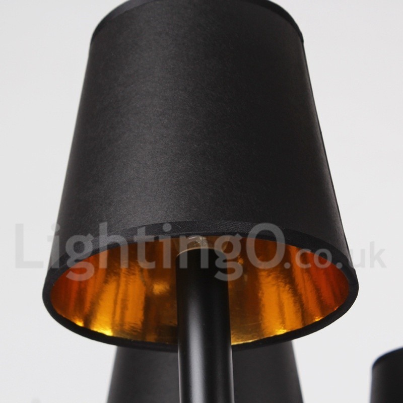 Lámpara de araña estilo vela retro negra de 3 luces