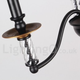 Lámpara de araña estilo vela retro negra de 3 luces
