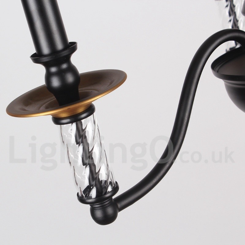 Lámpara de araña estilo vela retro negra de 3 luces
