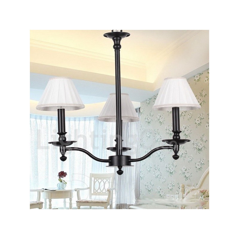 Lámpara de araña contemporánea retro de 3 luces estilo vela negra