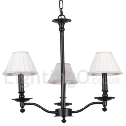 Lámpara de araña contemporánea retro de 3 luces estilo vela negra