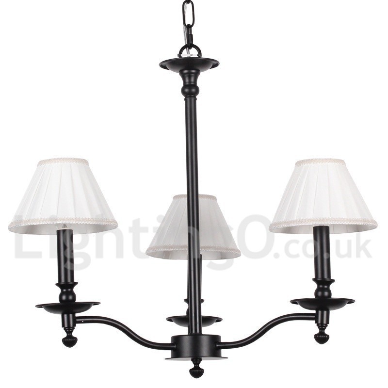Lámpara de araña contemporánea retro de 3 luces estilo vela negra