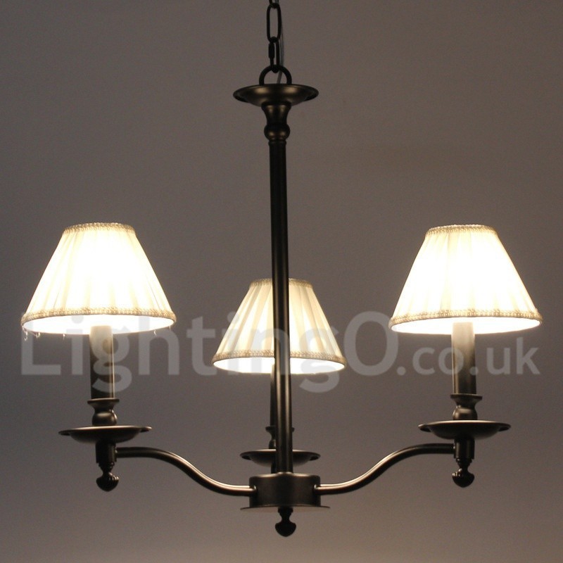 Lámpara de araña contemporánea retro de 3 luces estilo vela negra