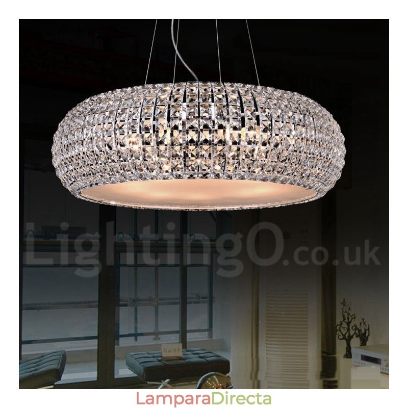 Lámpara colgante de techo de cristal K9 moderna, lámpara de araña para interiores, lámparas de tambor, accesorios de iluminación