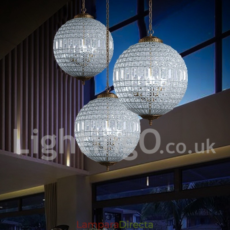Lámpara colgante de techo de cristal K9 moderna con forma de globo, lámpara de araña para interiores, lámparas de tambor, accesorios de iluminación