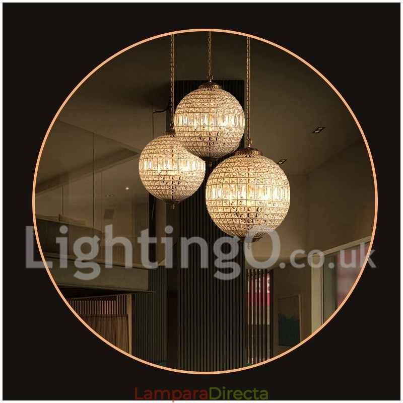 Lámpara colgante de techo de cristal K9 moderna con forma de globo, lámpara de araña para interiores, lámparas de tambor, accesorios de iluminación