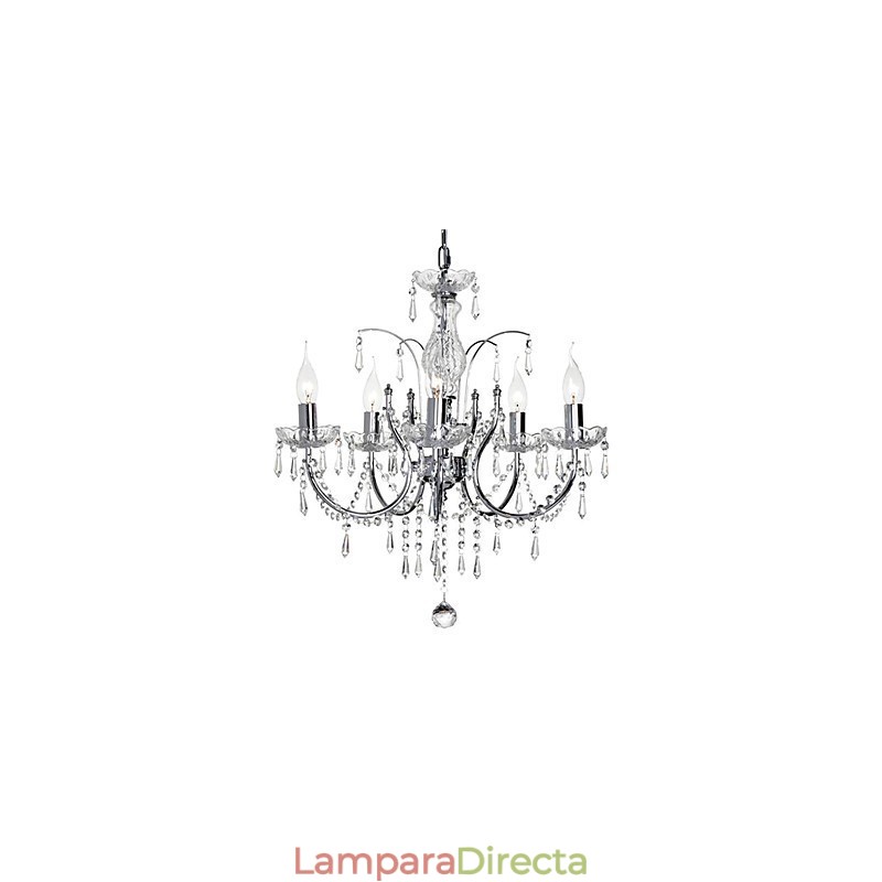Elegante lámpara de araña de cristal con 5 luces