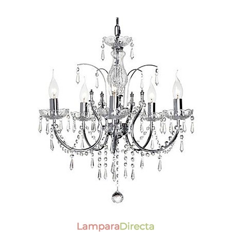Elegante lámpara de araña de cristal con 5 luces Elegante lámpara de araña de cristal con 5 luces