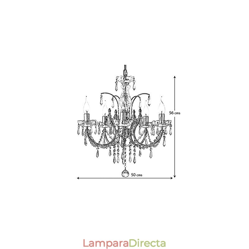 Elegante lámpara de araña de cristal con 5 luces