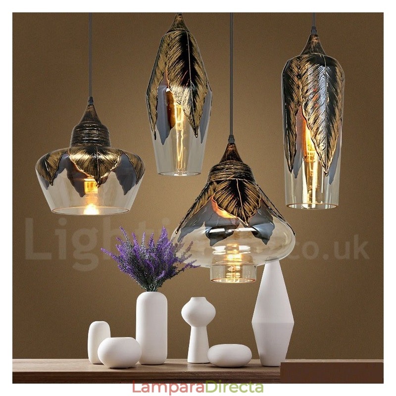 Lámpara colgante de salón de cristal retro europeo